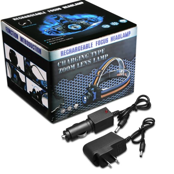 Tactical Headlight Rechargeable LED Headlamp + Batt + Charger - Picture 3 of 6